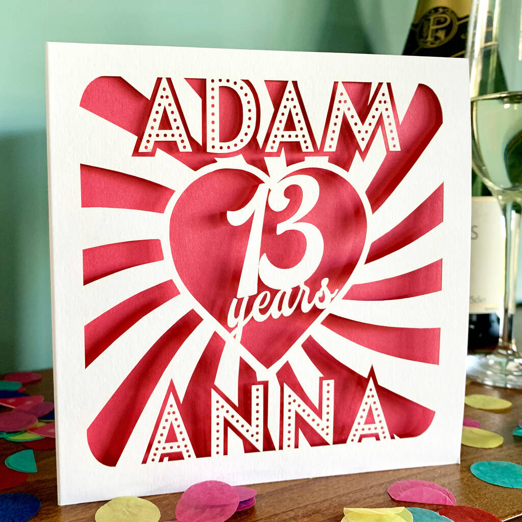 Personalised Retro Heart Anniversary Card