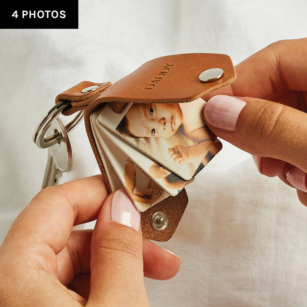 Personalised Multi Photo Leather Case Keyring