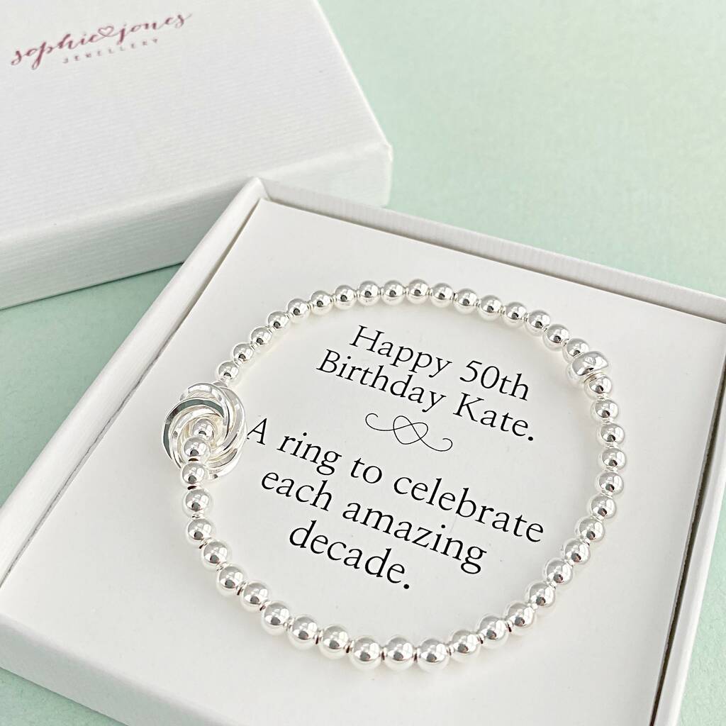 50th Birthday Sterling Silver Bracelet