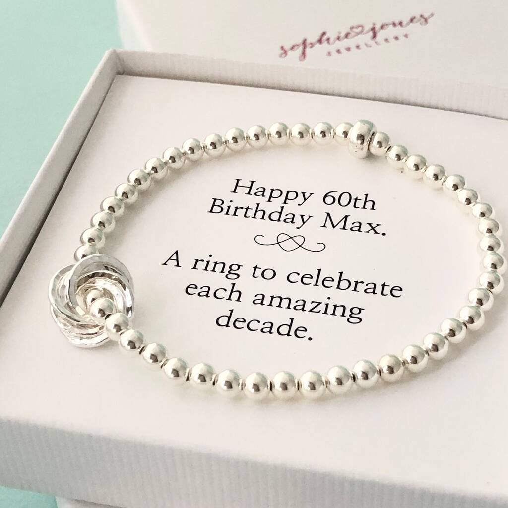 60th Birthday Sterling Silver Bracelet