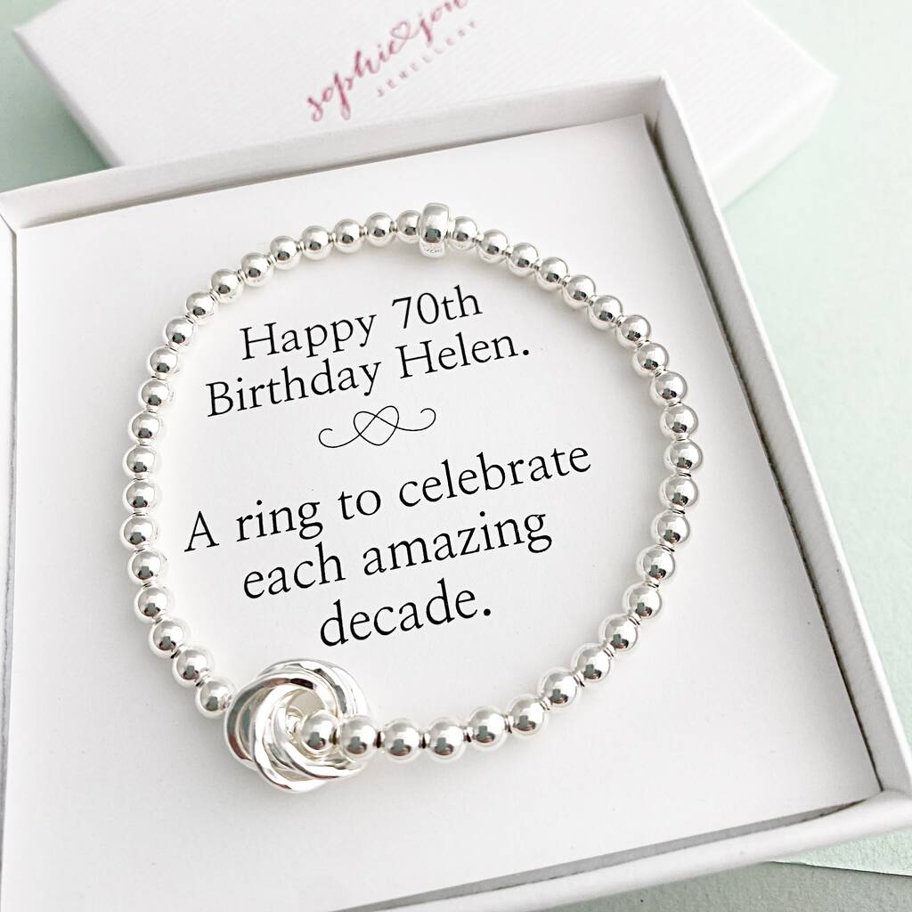 70th Birthday Sterling Silver Bracelet
