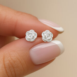 Sterling Silver Rose Stud Earrings - 6mm