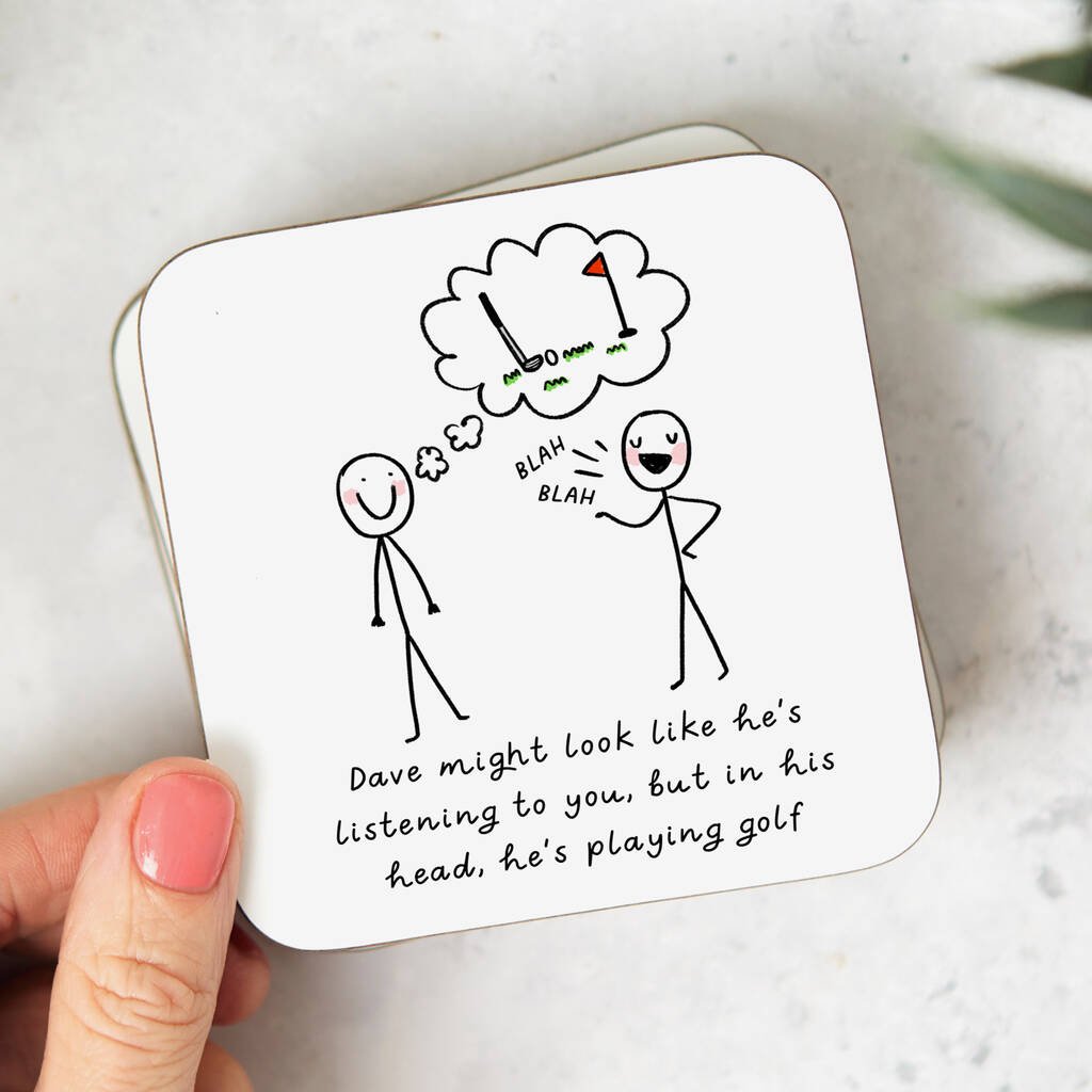 Personalised Coaster 'Playing Golf'
