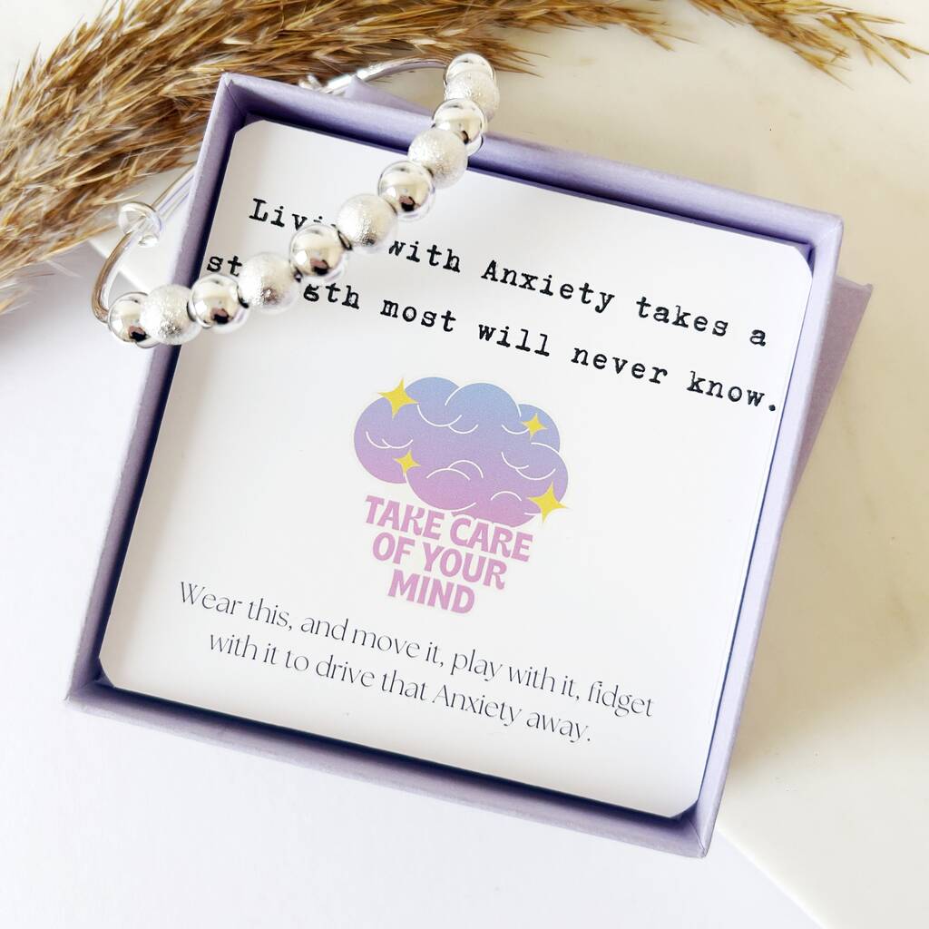 Silver Plated Anxiety Fidget Bracelet Adjustable Worry School Exam Gcse Sats