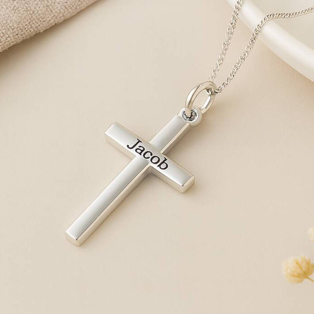 Personalised Sterling Silver Cross Necklace