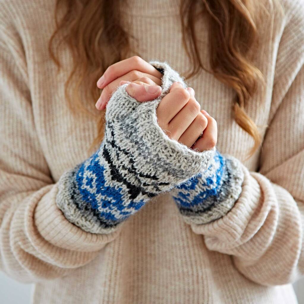 Woollen Fair Isle Handwarmer Gloves
