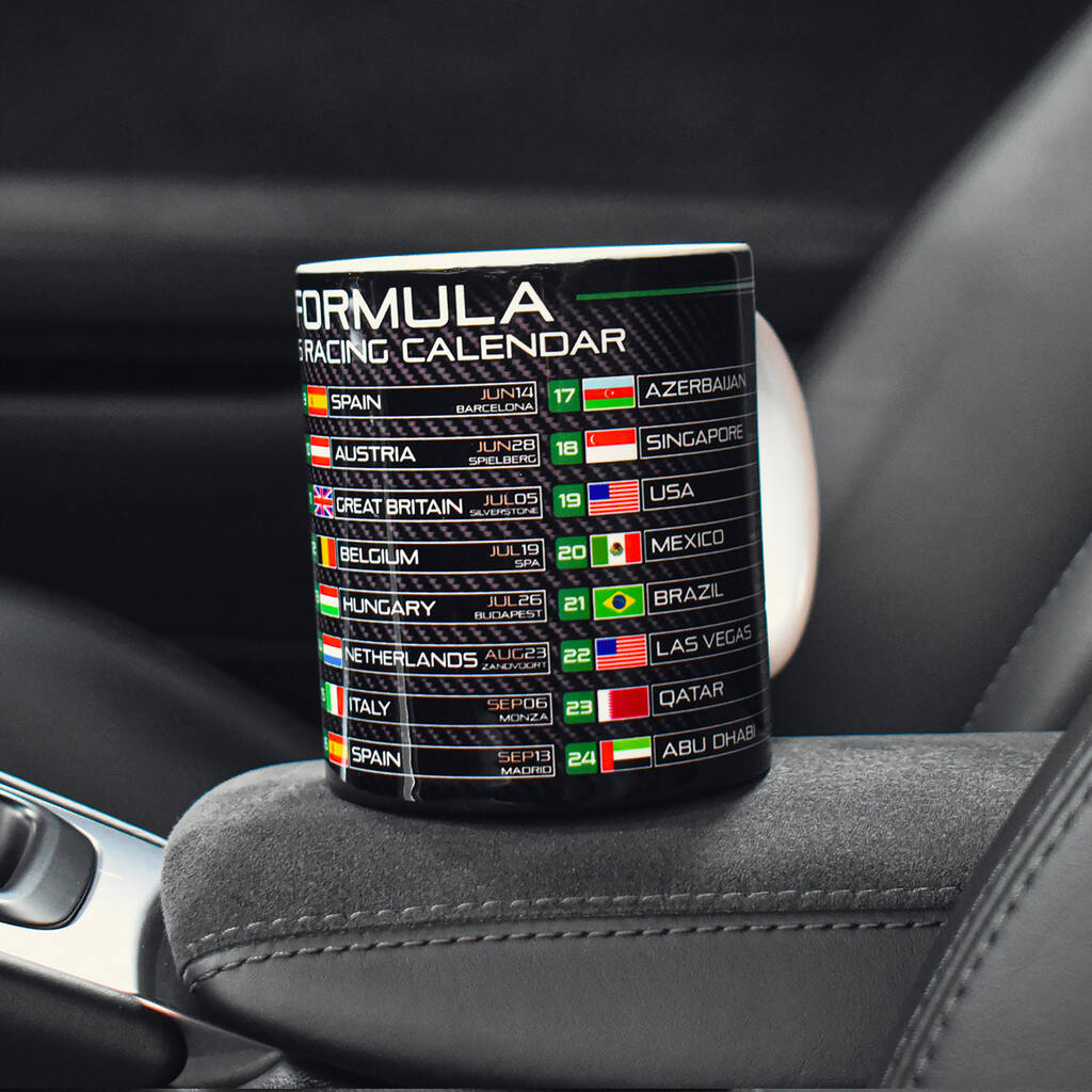 Formula One Racing Calendar 2025 Mug