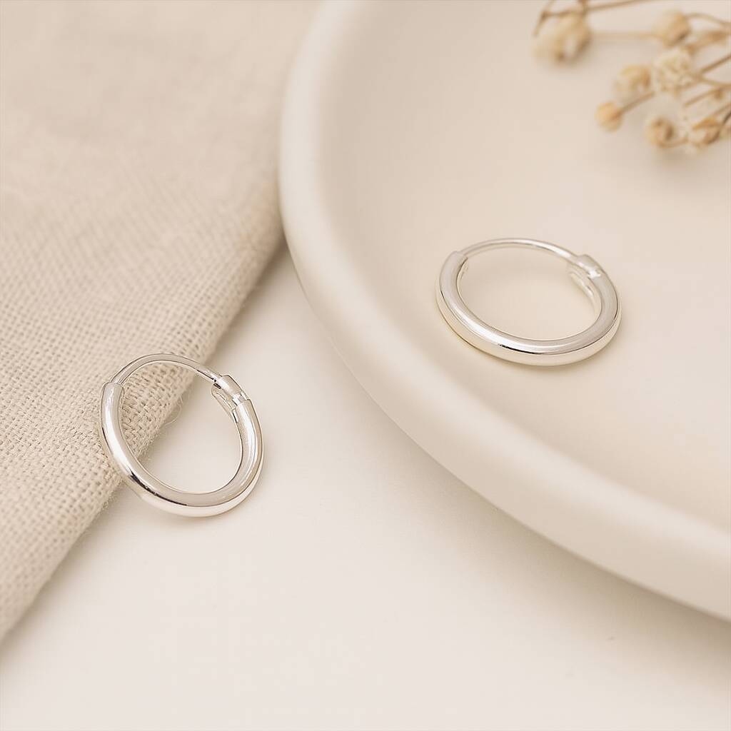 Mini Sterling Silver Sleeper Hoop Earrings - 10mm