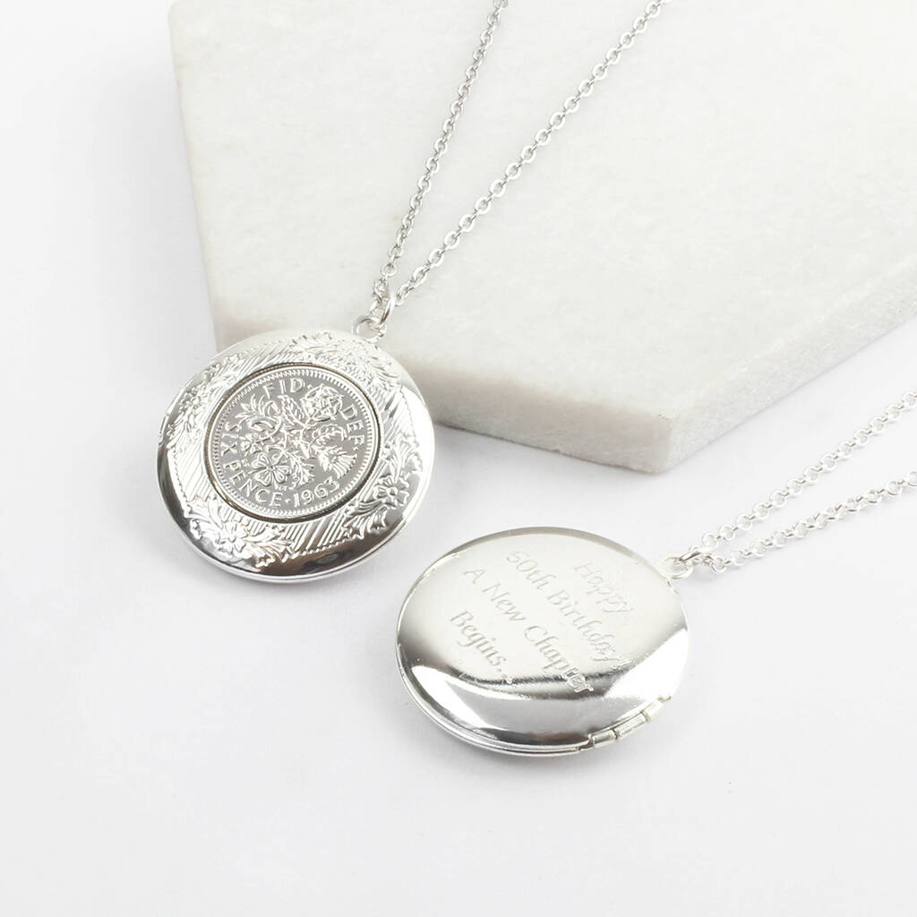 60th Birthday Vintage Sixpence Locket Necklace