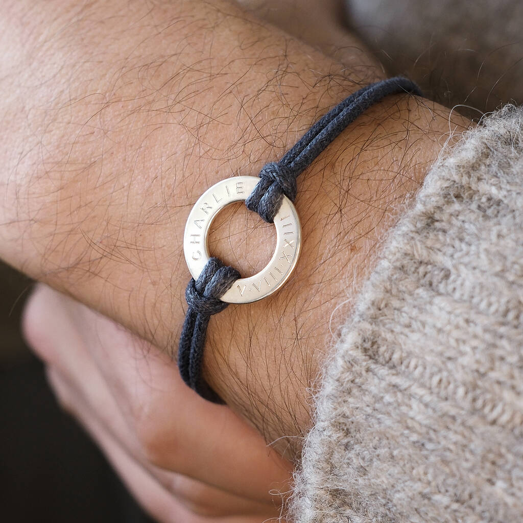 Men's Personalised Cord Washer Bracelet