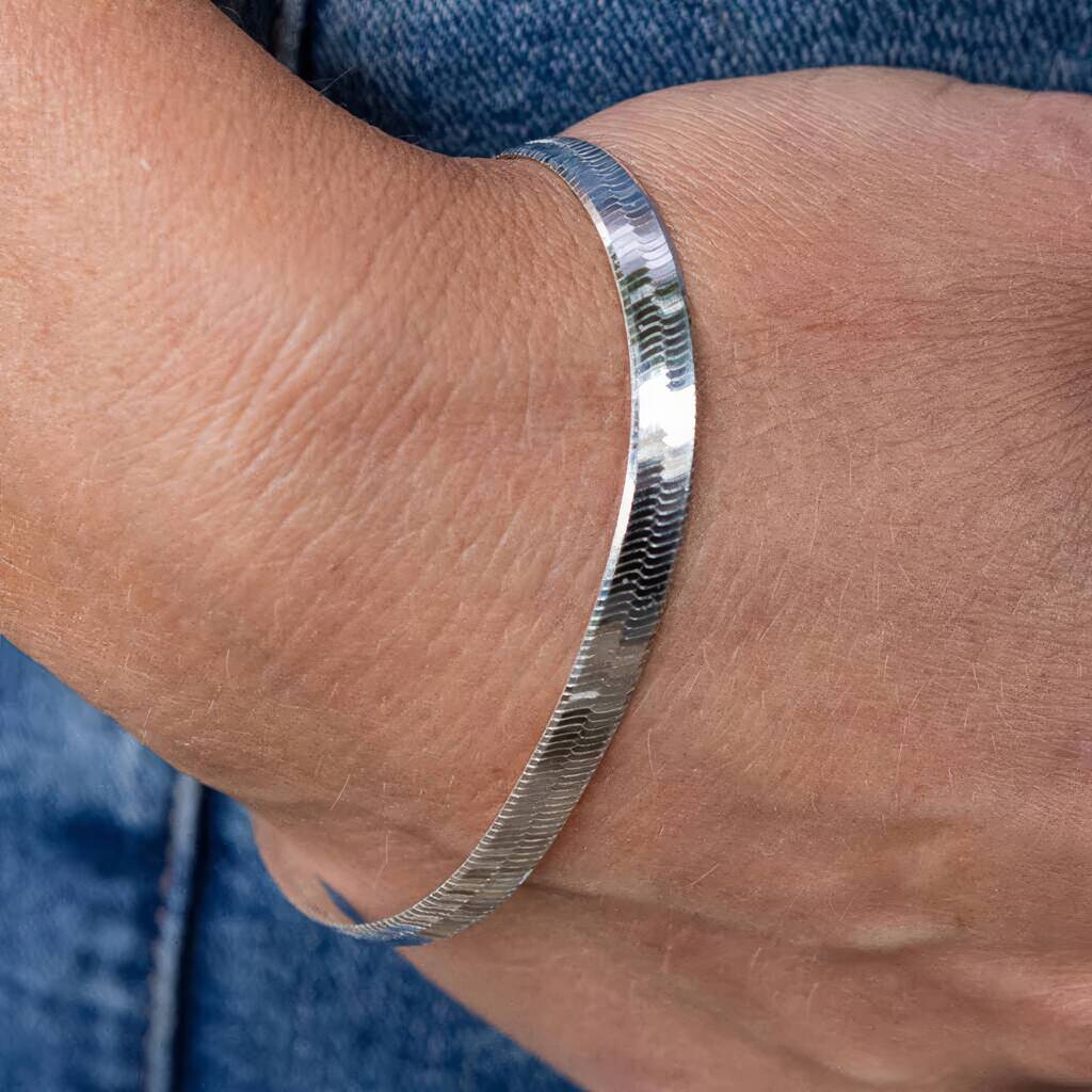 Sterling Silver Triple Herringbone Bracelet