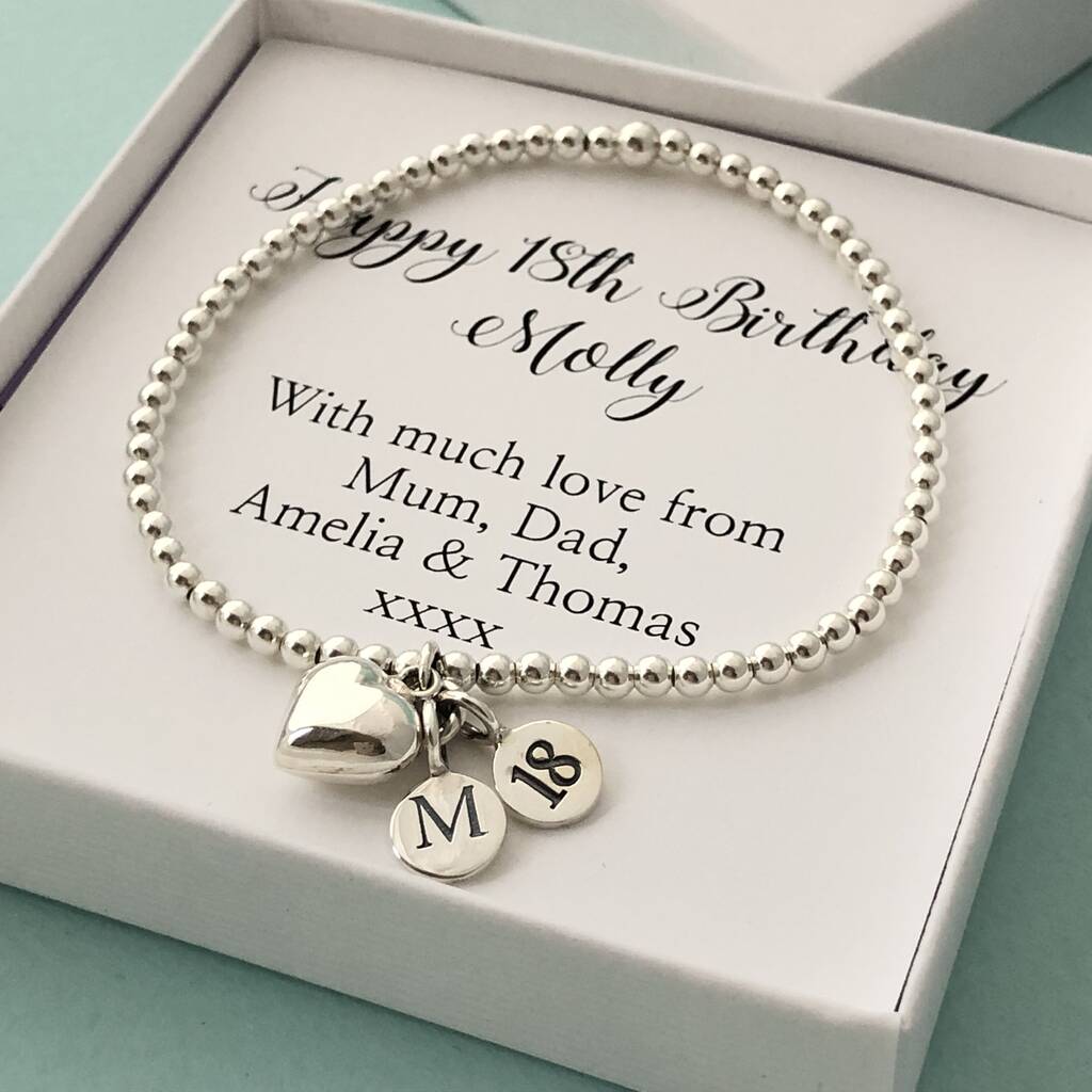 Personalised 18th Birthday Bracelet With Heart