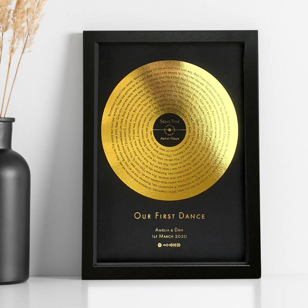 Metallic Personalised Gold Disc Song Lyrics Print