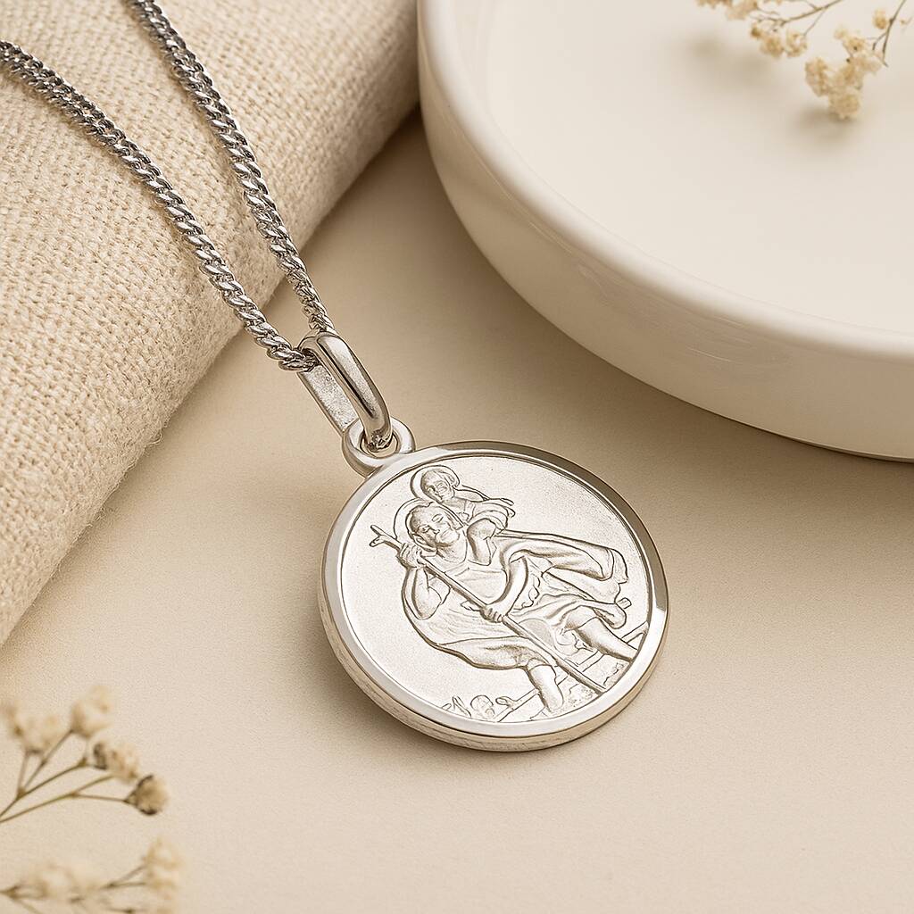 Personalised Sterling Silver St Christopher Necklace