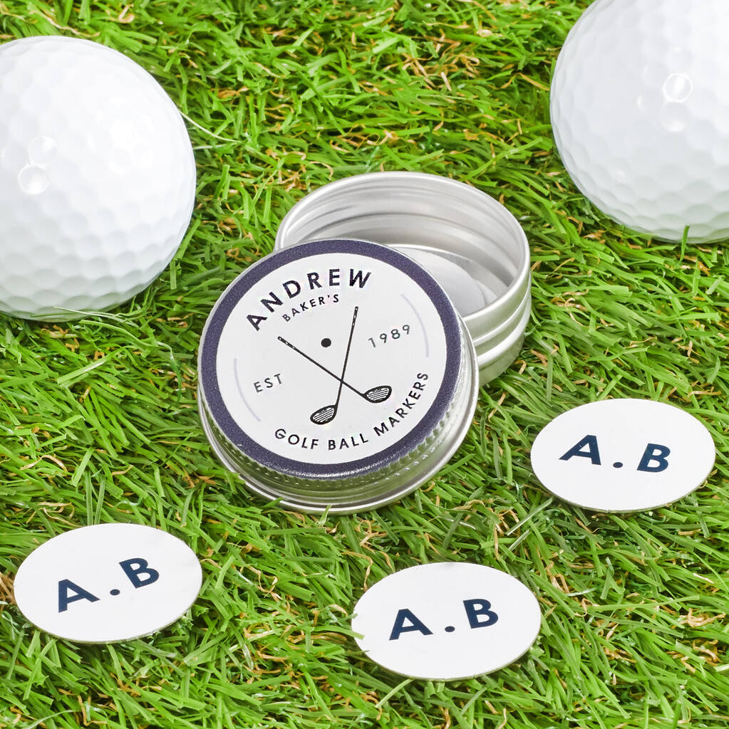 Personalised Initial Golf Ball Markers In Tin
