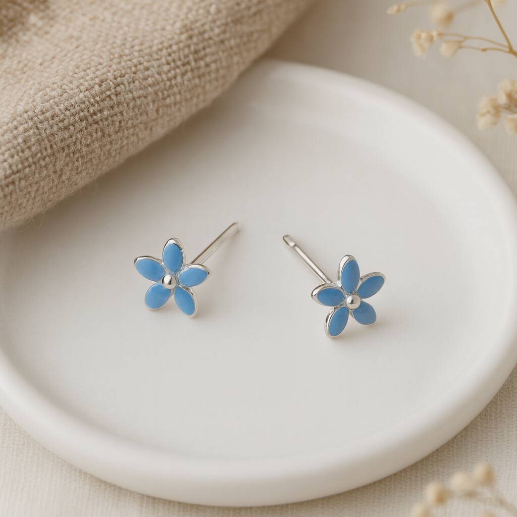Sterling Silver Forget Me Not Micro Stud Earrings - 4mm