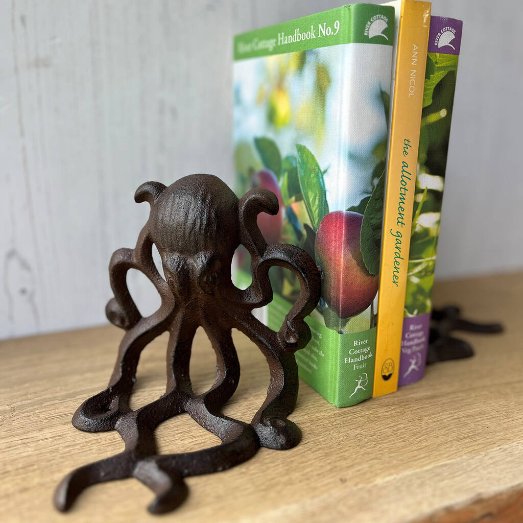 Cast Iron Octopus Decorative Bookends Set Of Two