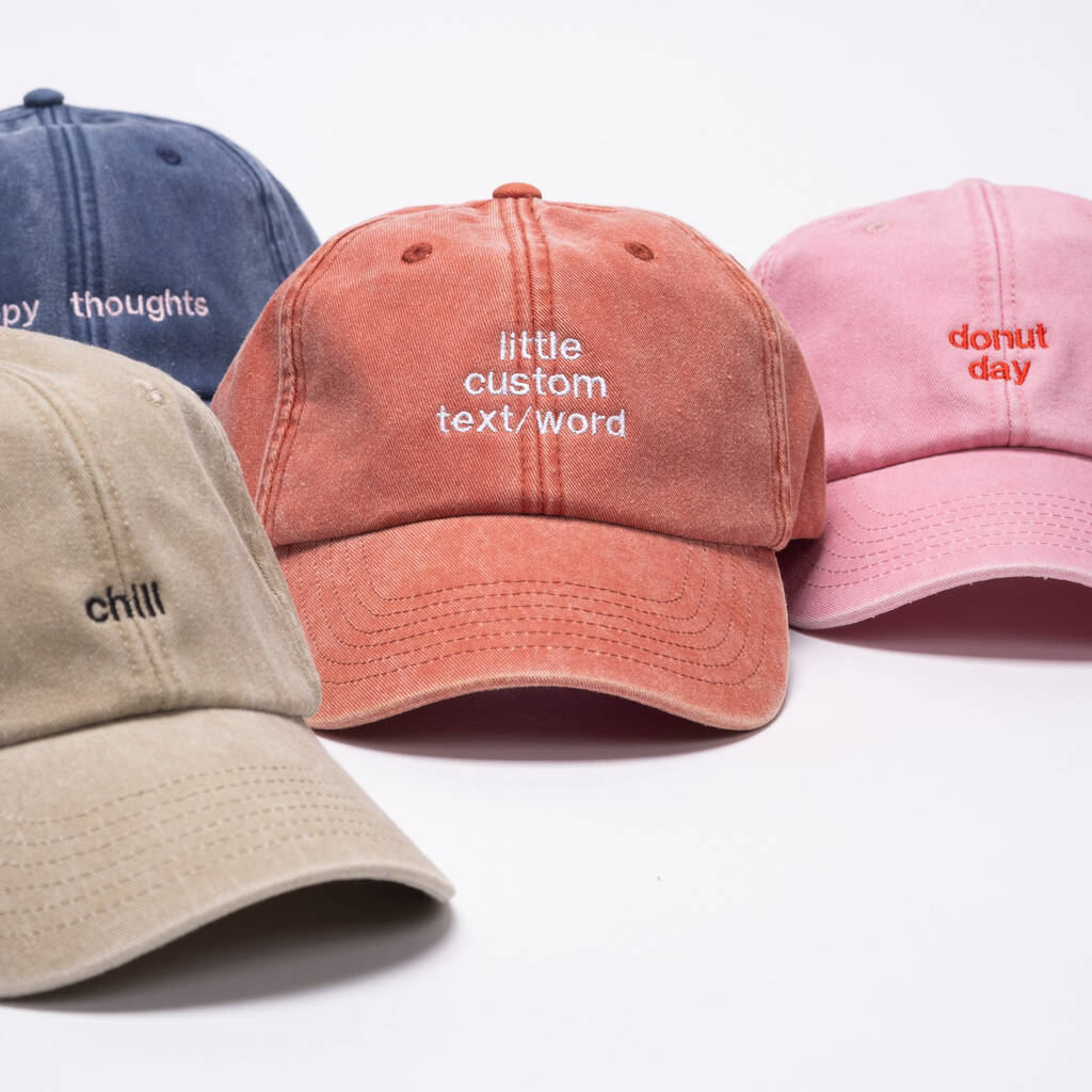 Custom Vintage Cap With Personalised Embroidery Text