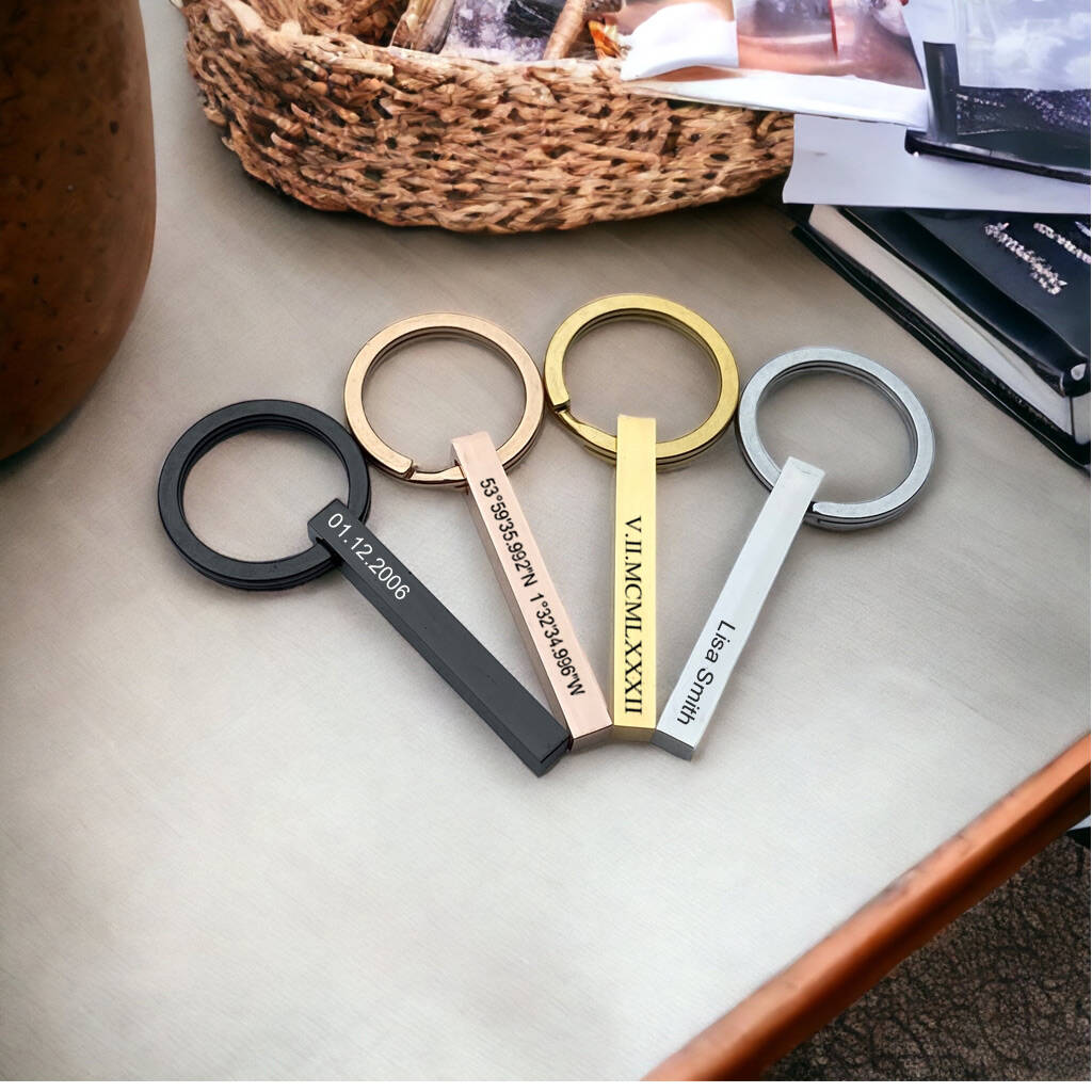 3D Rectangle Bar Personalised Keyring