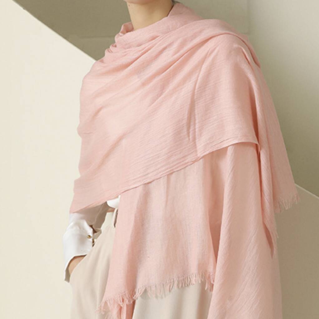 Simple Large Cotton Linen Shawl Scarf Coverup