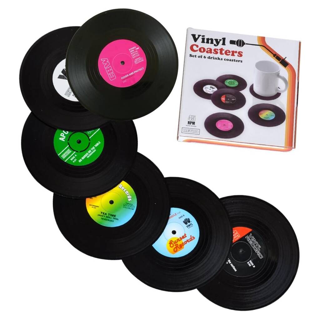 Vinyl Record Gift For Him Or Her Coasters Set Of Six