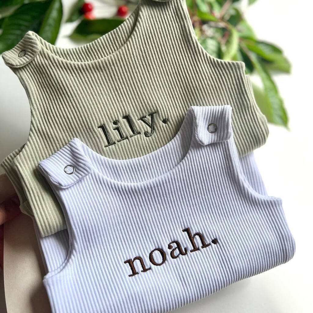 Personalised Baby Dungarees - Embroidered Baby Romper Gift For Newborn, Boy Or Girl