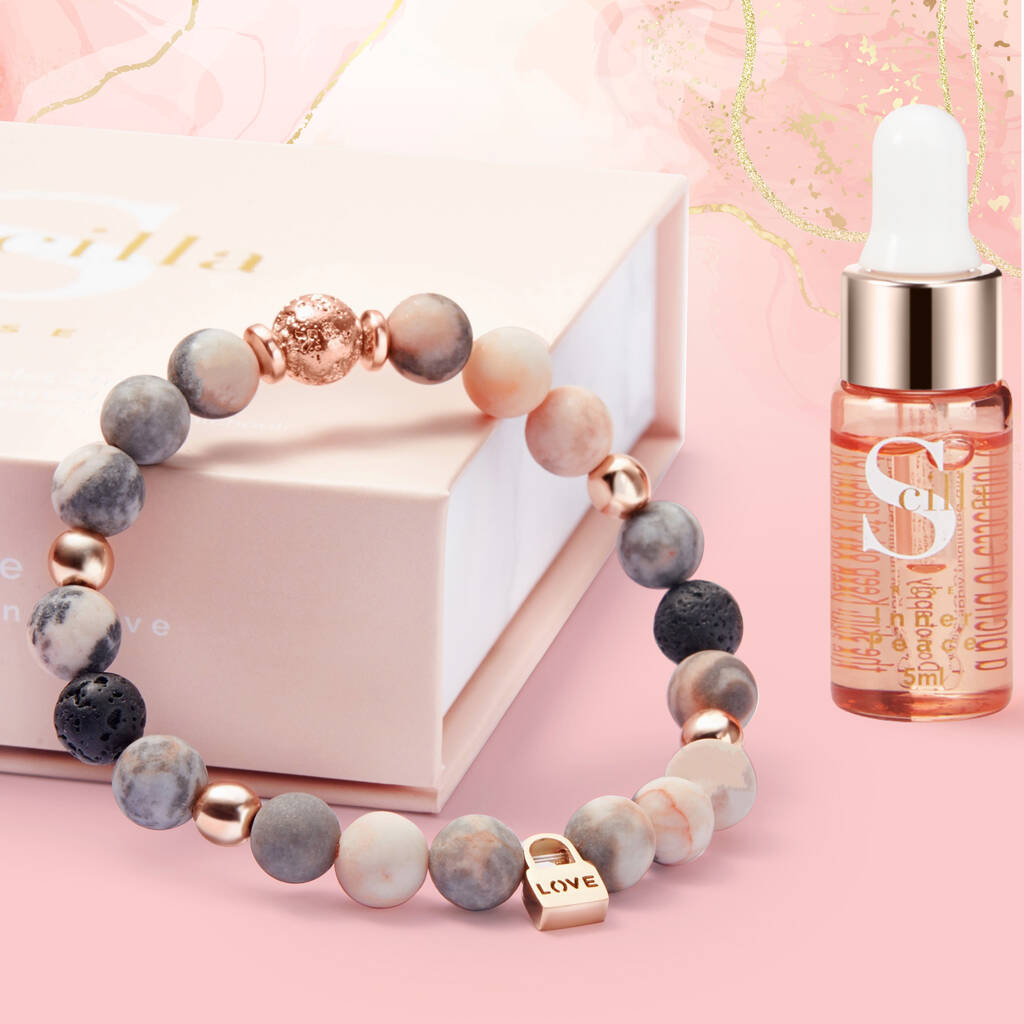 Crystal Healing Charm Bracelet With Essential Oils