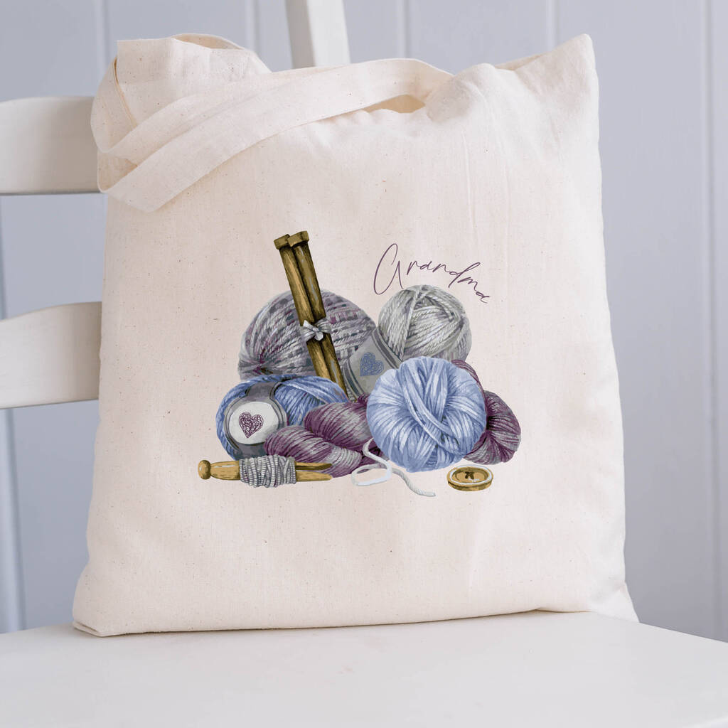 Personalised Crochet Wool Storage Tote Bag