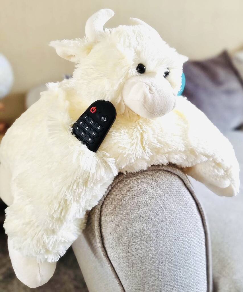 Highland Cow Cream Cushion, Sofa Tidy, Remote Control Holder
