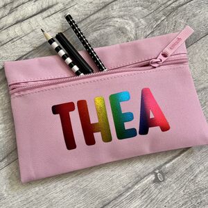 Personalised Rainbow Child's Name School Pencil Case