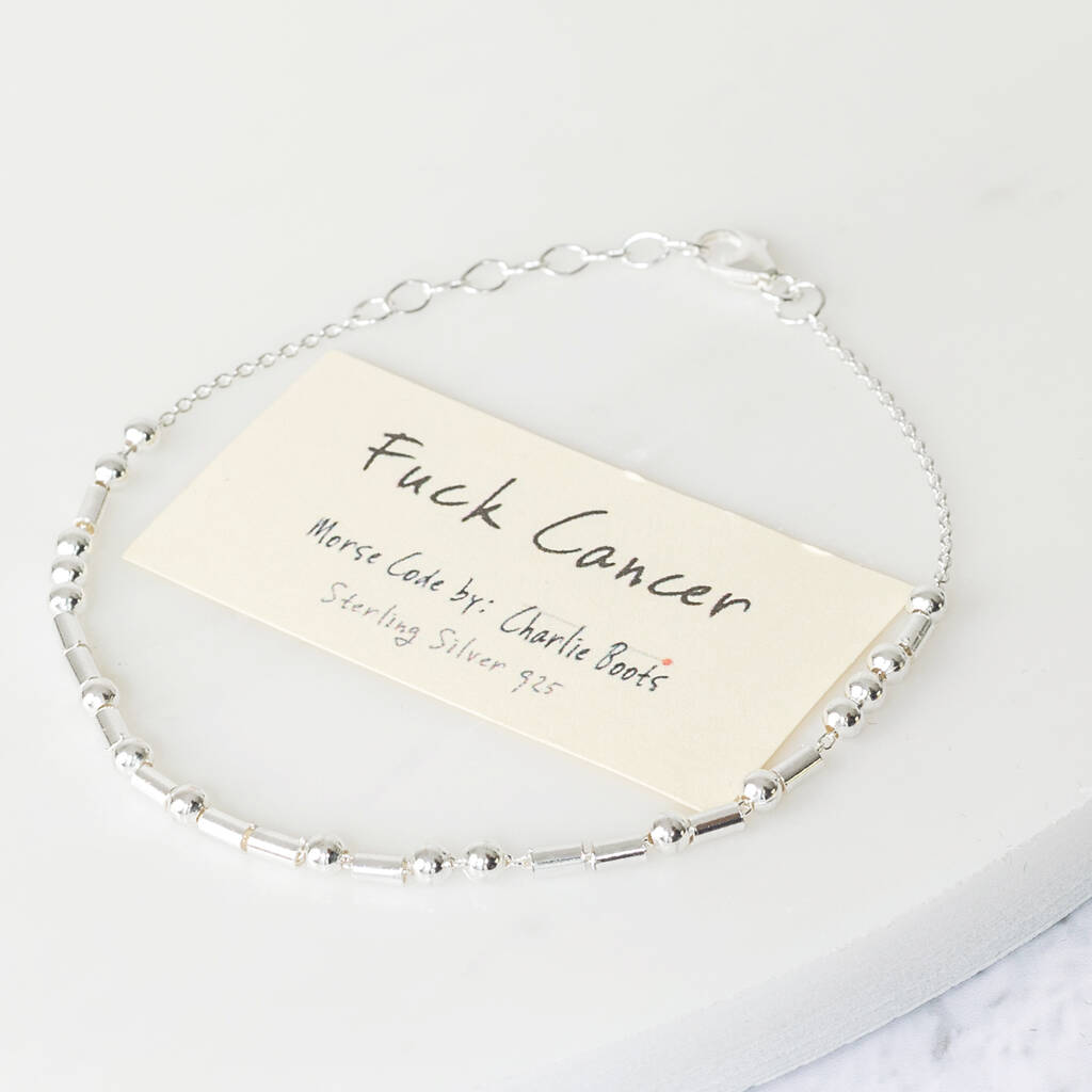 Fuck Cancer Sterling Silver Morse Code Chain Bracelet