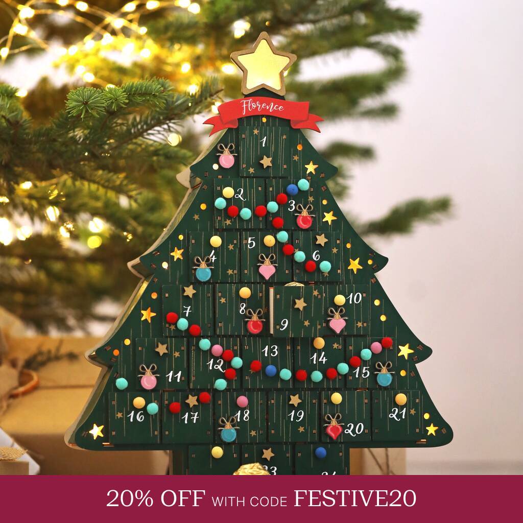 Personalised LED Christmas Tree Advent Calendar