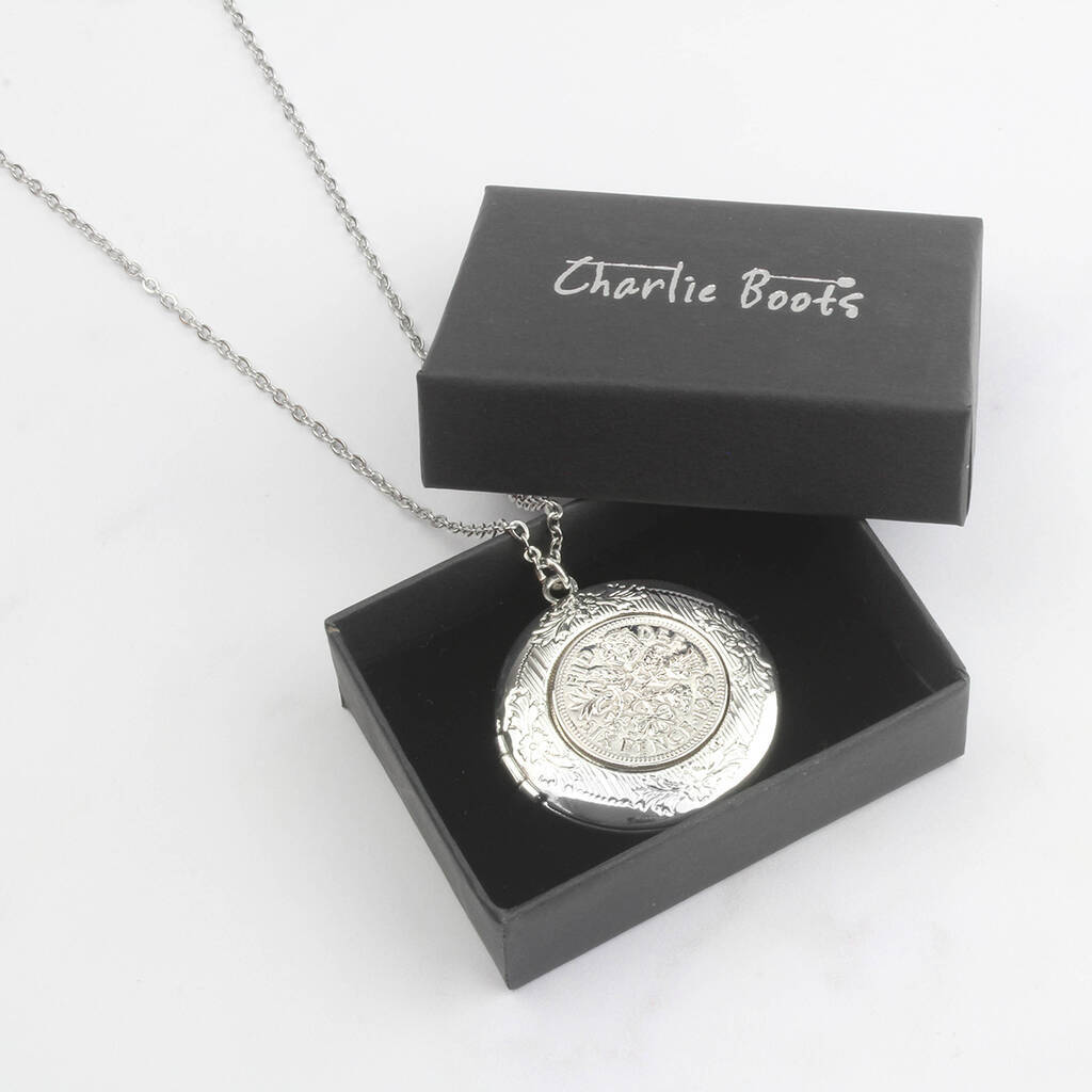 1955 70th Birthday Vintage Sixpence Locket Necklace