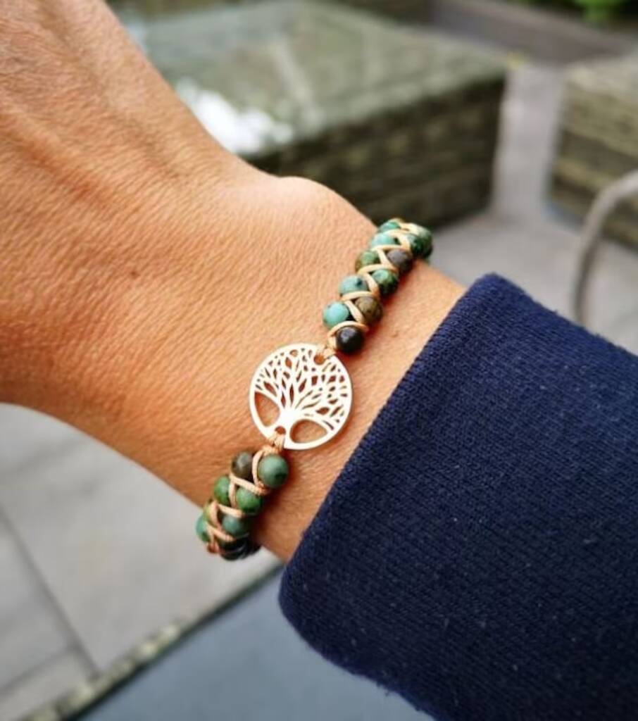 Natural Jasper Bead Tree Of Life Bracelet