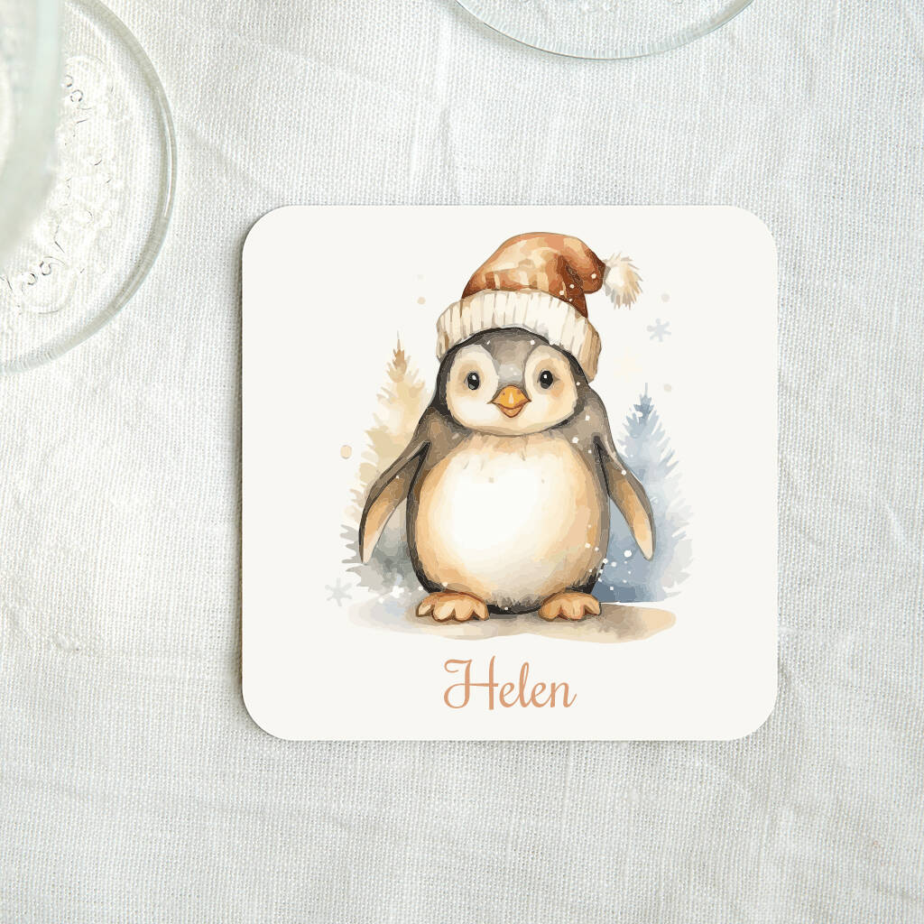 Personalised Penguin Coaster