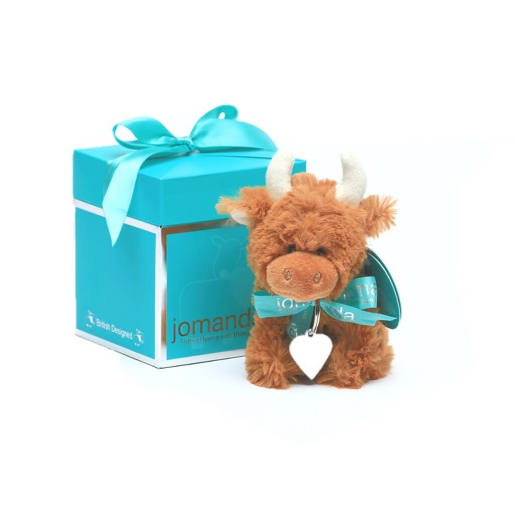 Personalised Scottish Highland Brown Cow, Gift Boxed
