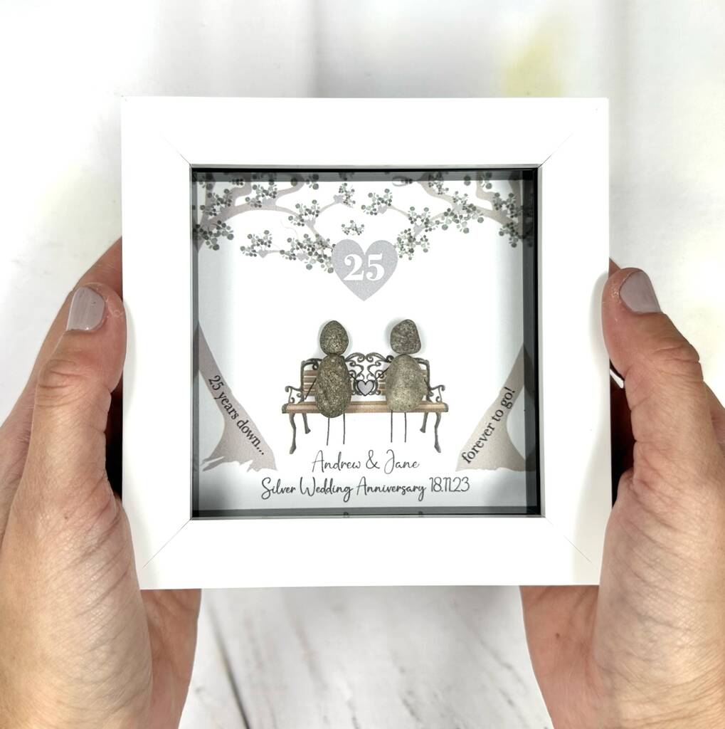 Personalised Silver Anniversary 25 Years Pebble Picture