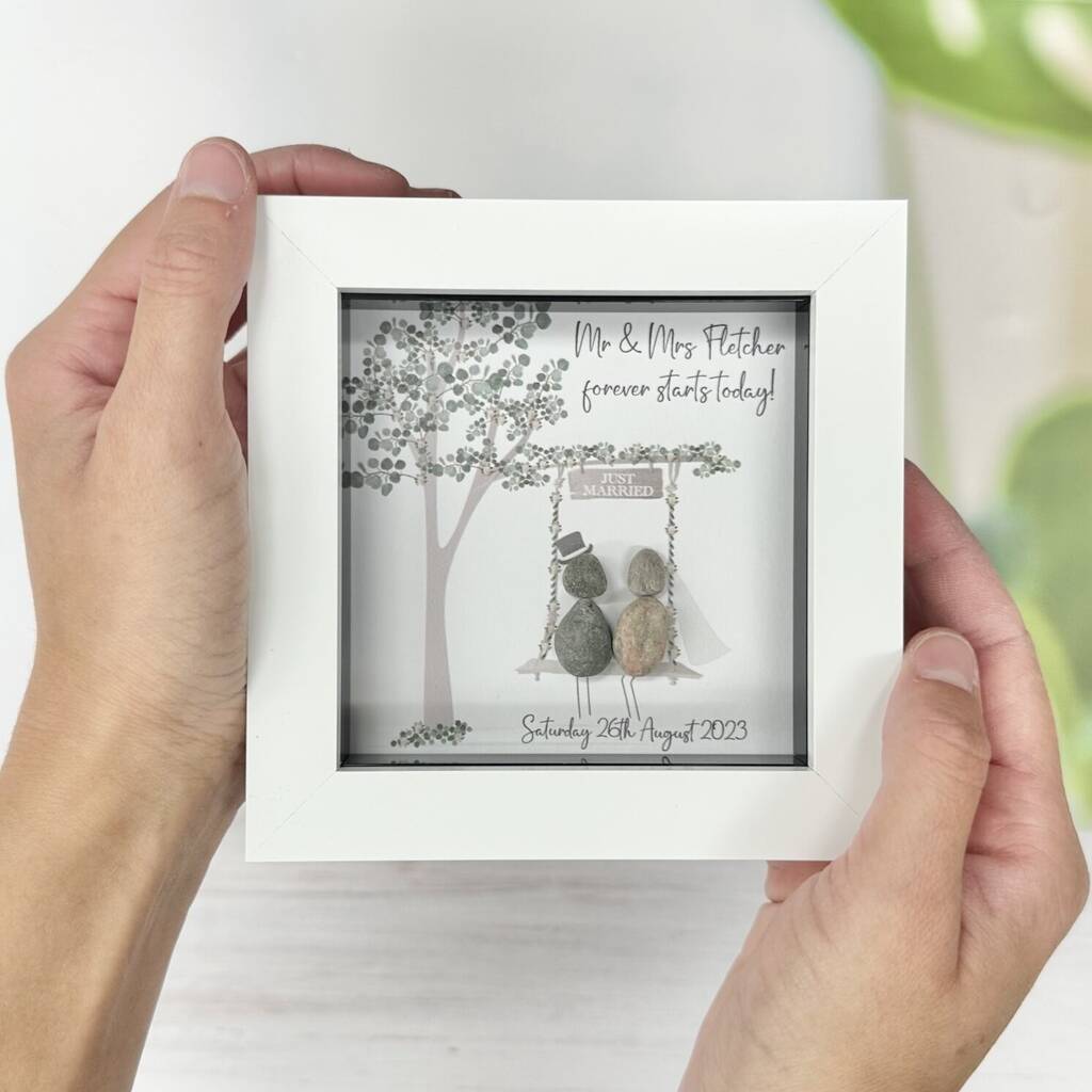 Personalised Wedding Mr And Mrs Pebble Picture