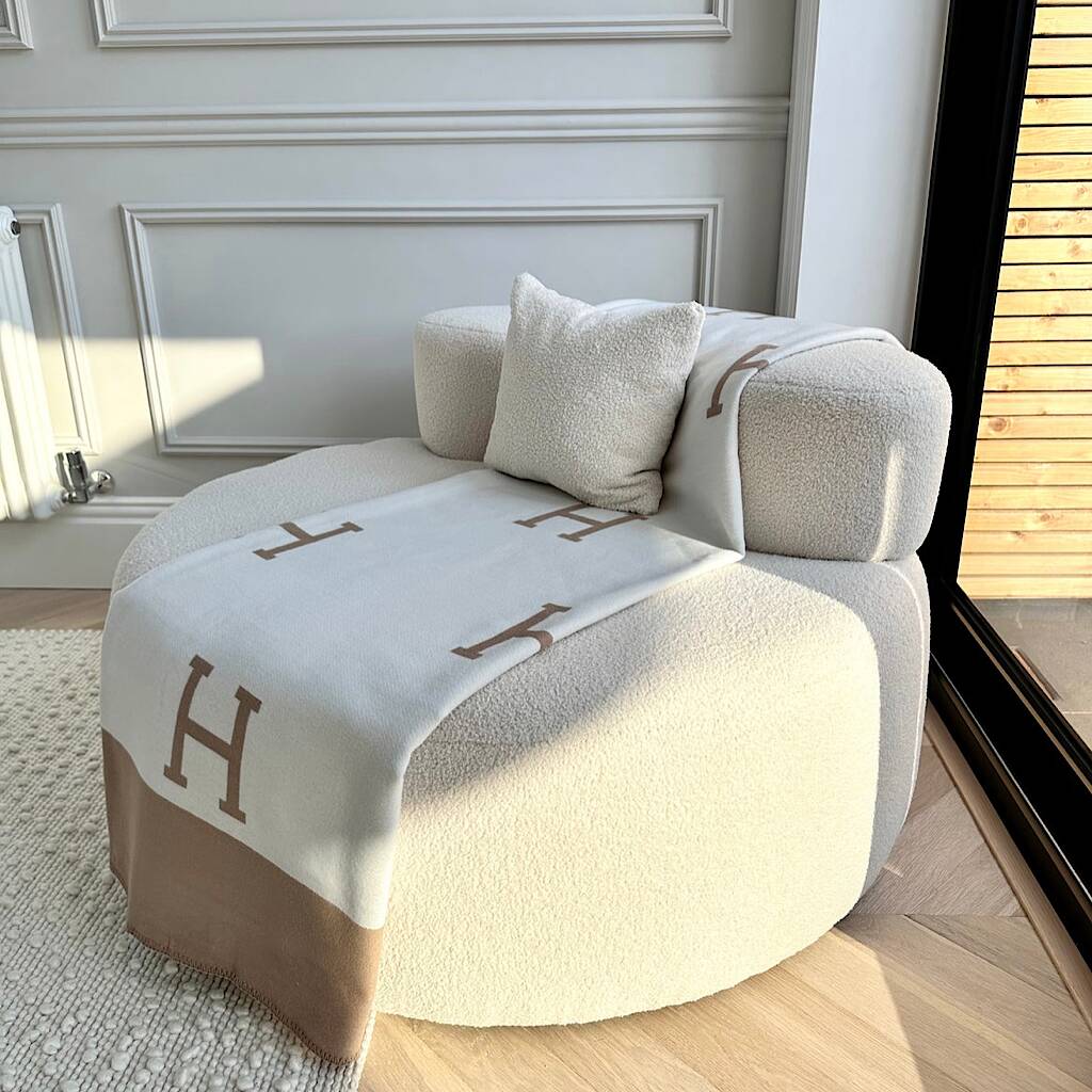 Cashmere Wool Blanket Large With Design