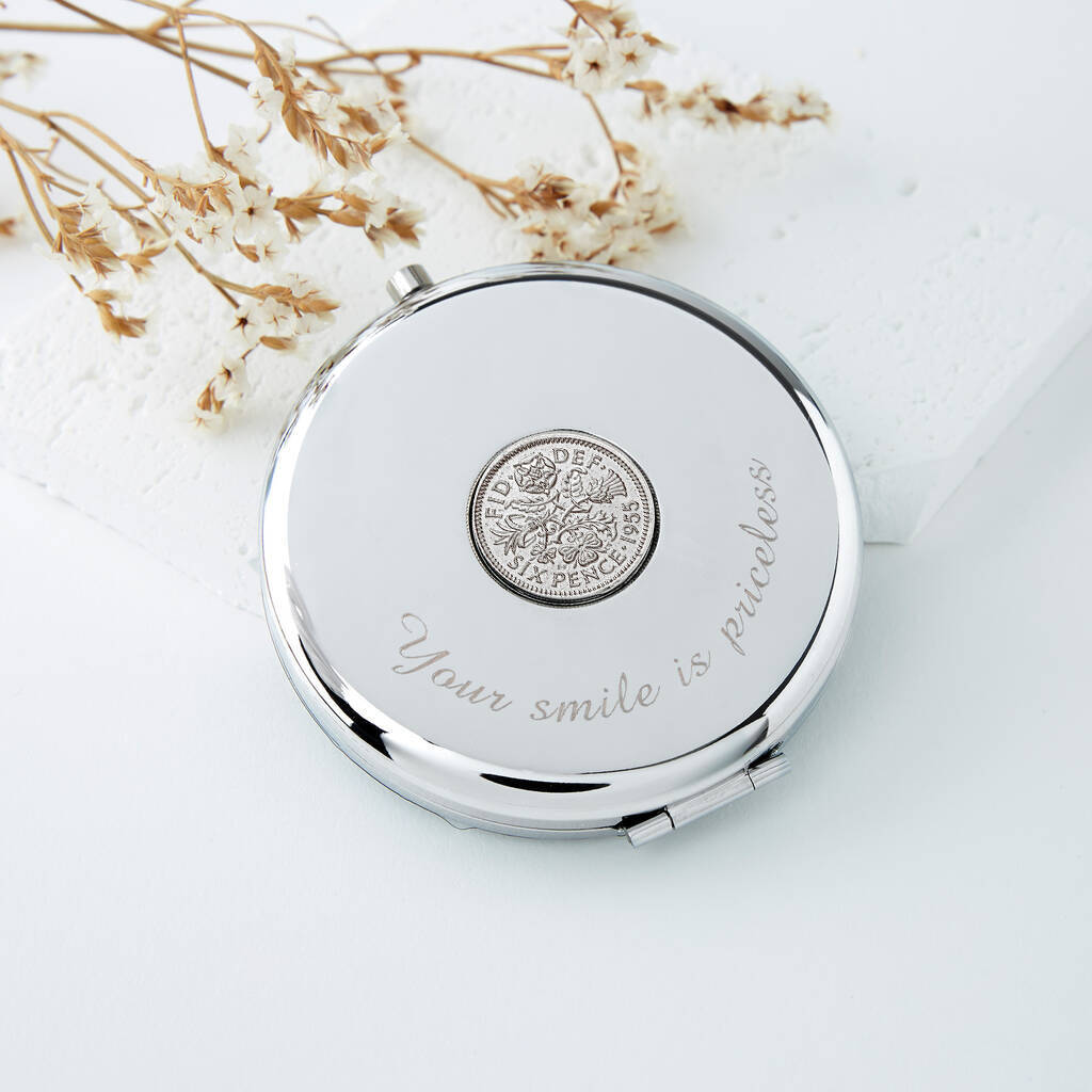 70th Birthday 1955 Sixpence Coin Compact Mirror