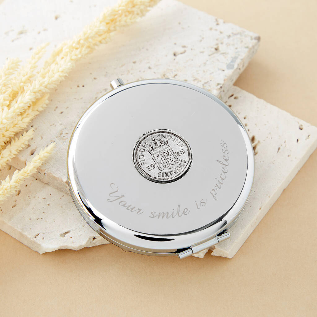 80th Birthday 1945 Sixpence Coin Compact Mirror