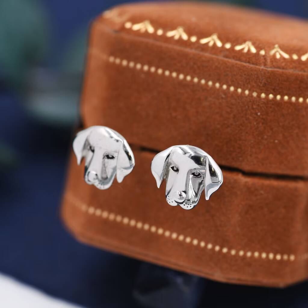 Labrador Dog Stud Earrings In Sterling Silver