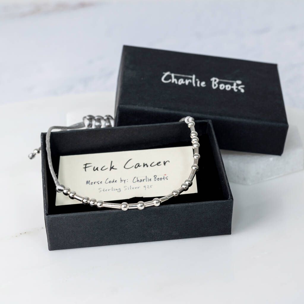 Fuck Cancer Sterling Silver Morse Code Bracelet