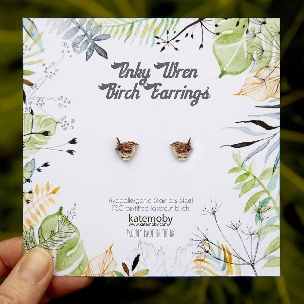 Inky Wren Birch Hypoallergenic Tiny Stud Earrings