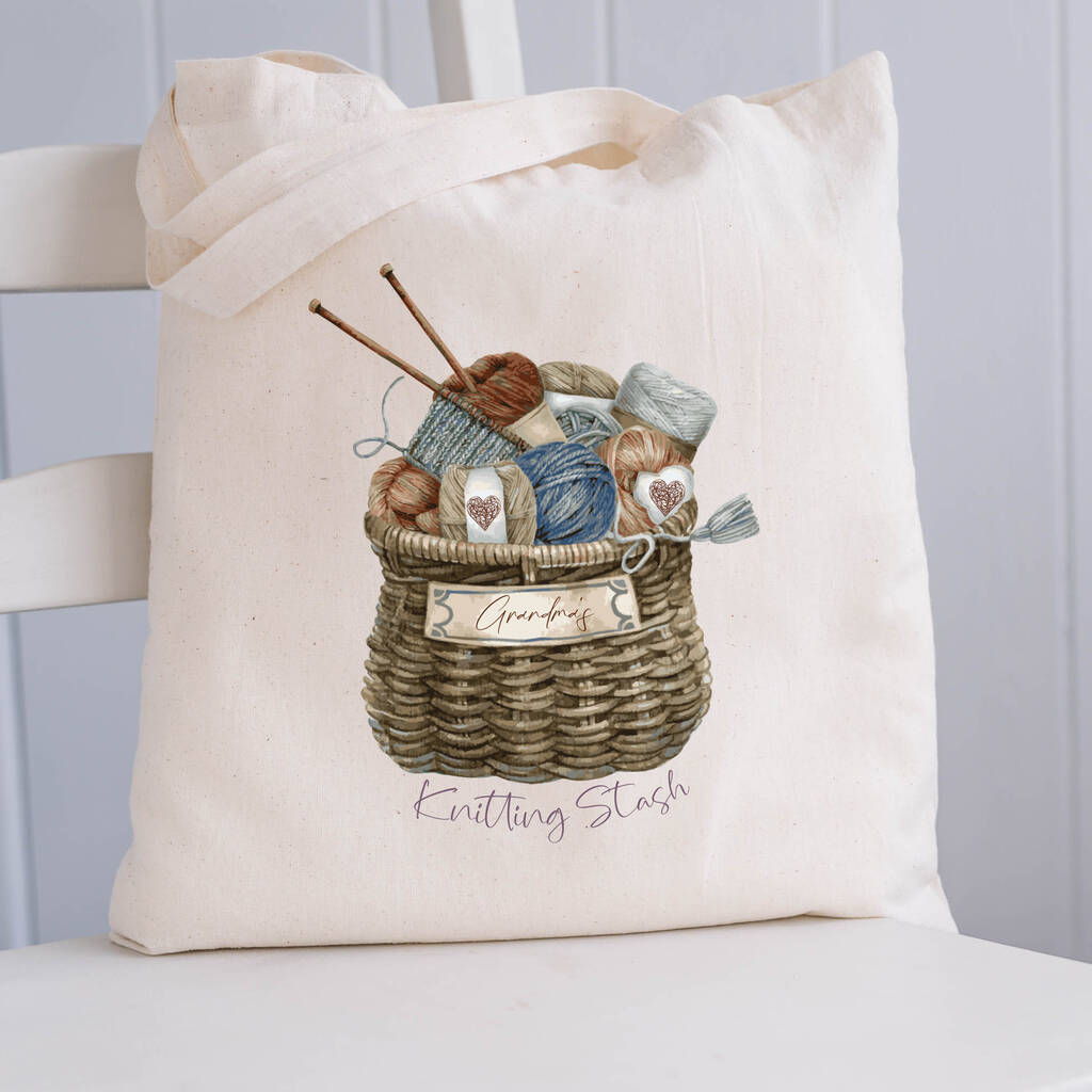 Personalised Knitting Wool Basket Storage Tote Bag