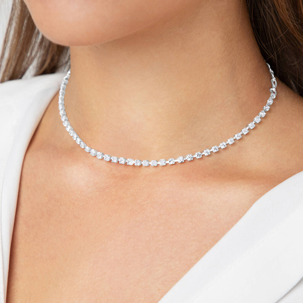 Swarovski Crystal Single Row Choker Necklace