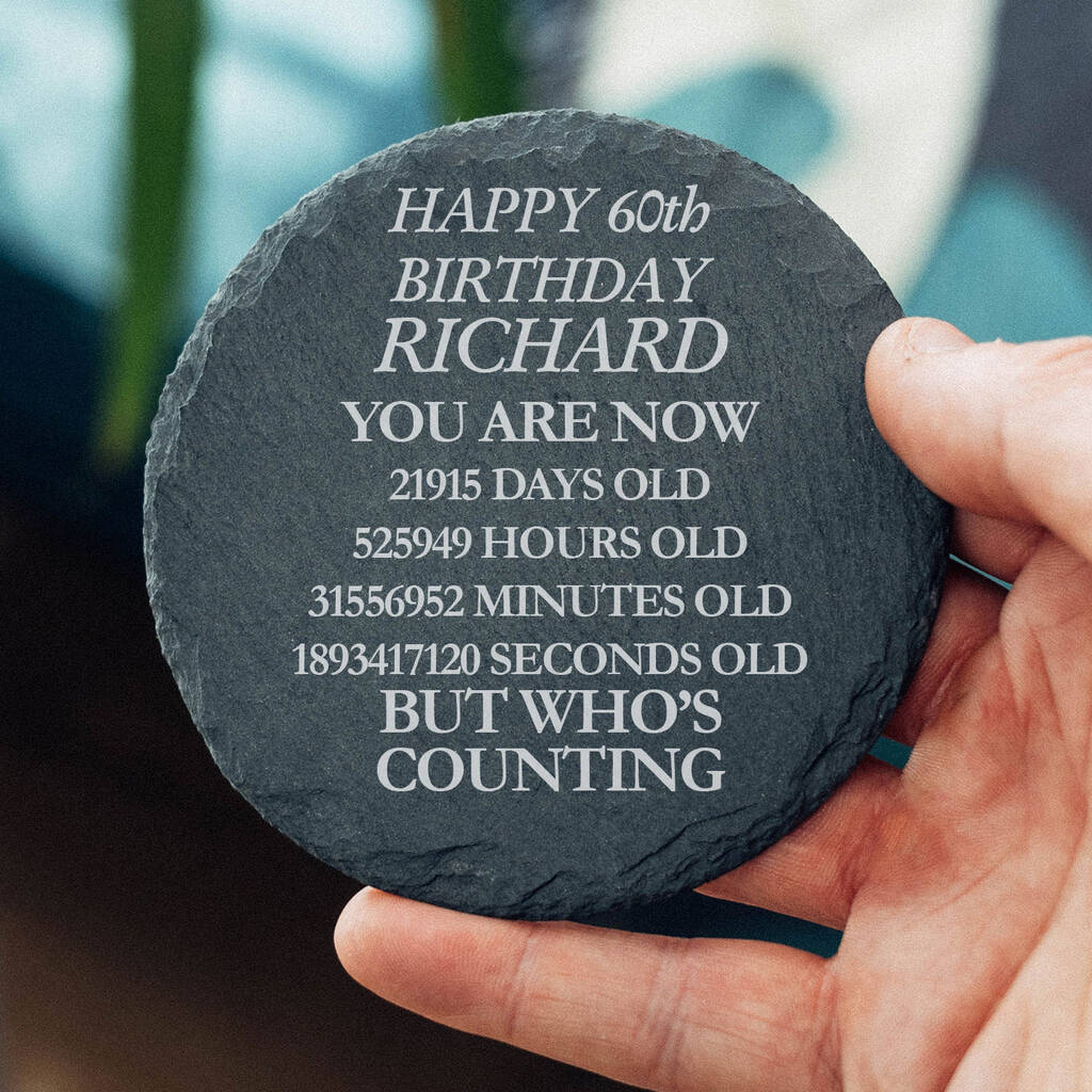 Personalised 60th Birthday Coaster Gift For Him Or Her