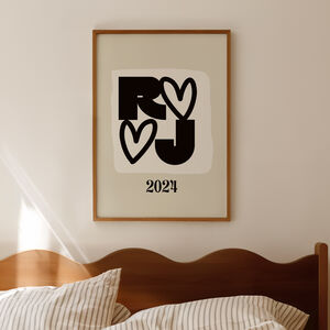 Personalised Initials And Year Print Wedding Anniversary Gift