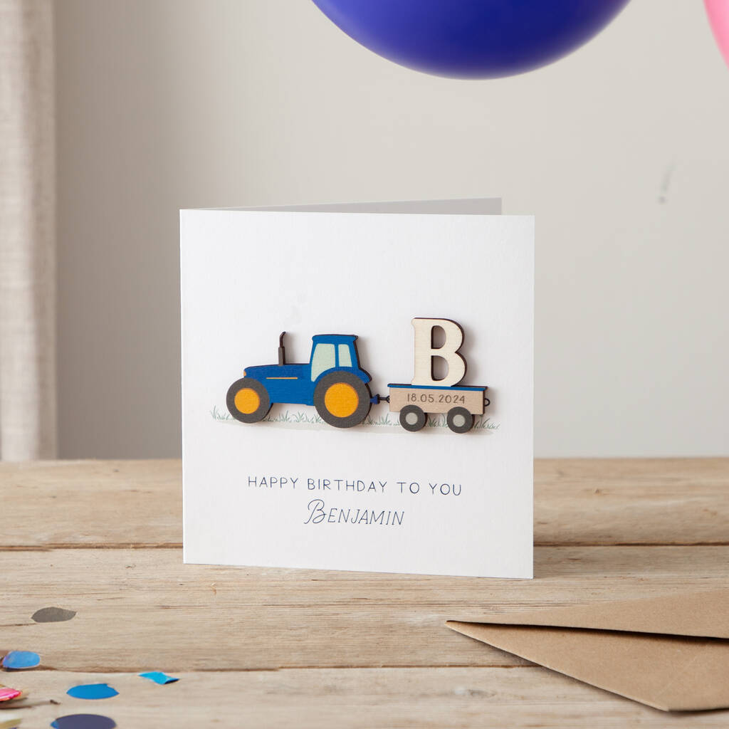 Personalised Tractor Keepsake Birthday Card