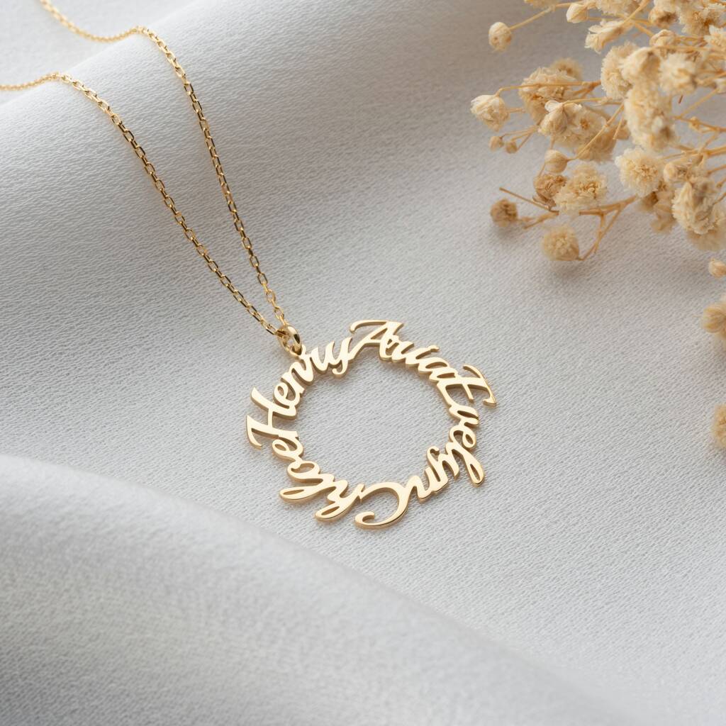 Circle Family Name Necklace